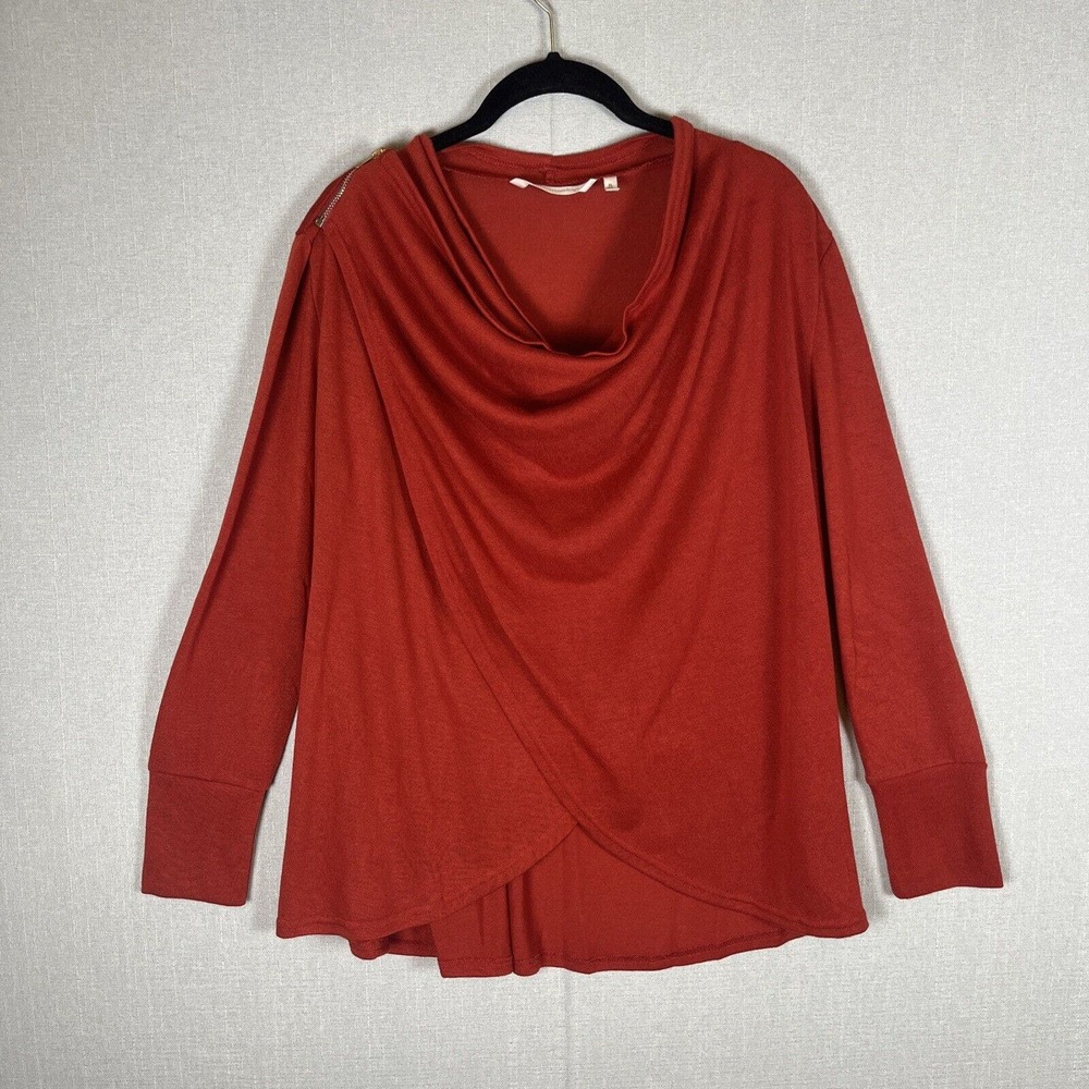 Soft Surroundings Ridley Tunic Top Size Large Petite Cowl Neck Wrap Long Sleeve